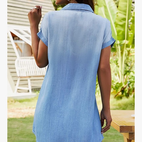 Denim Button Up Shirt Dress M NWT - Picture 4 of 5